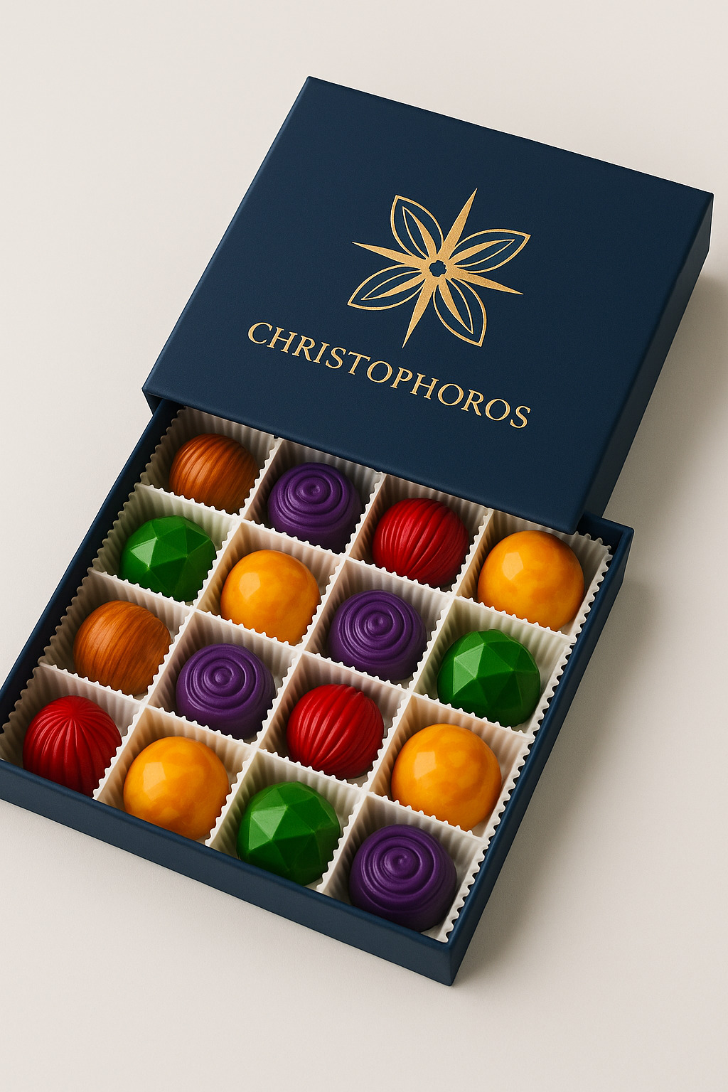 Caja de 16 bombones Christophoros, experiencia completa