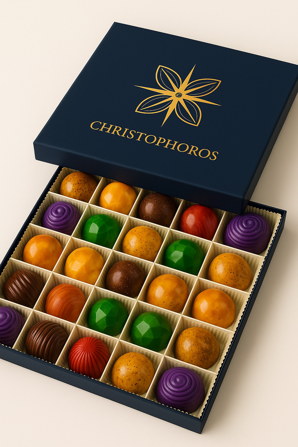 Caja de 25 bombones Christophoros para celebraciones