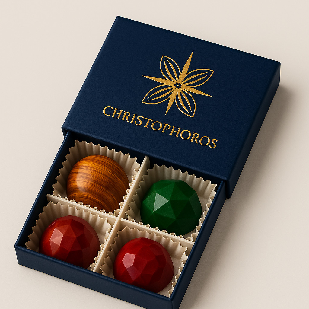 Caja de 4 bombones Christophoros para regalo