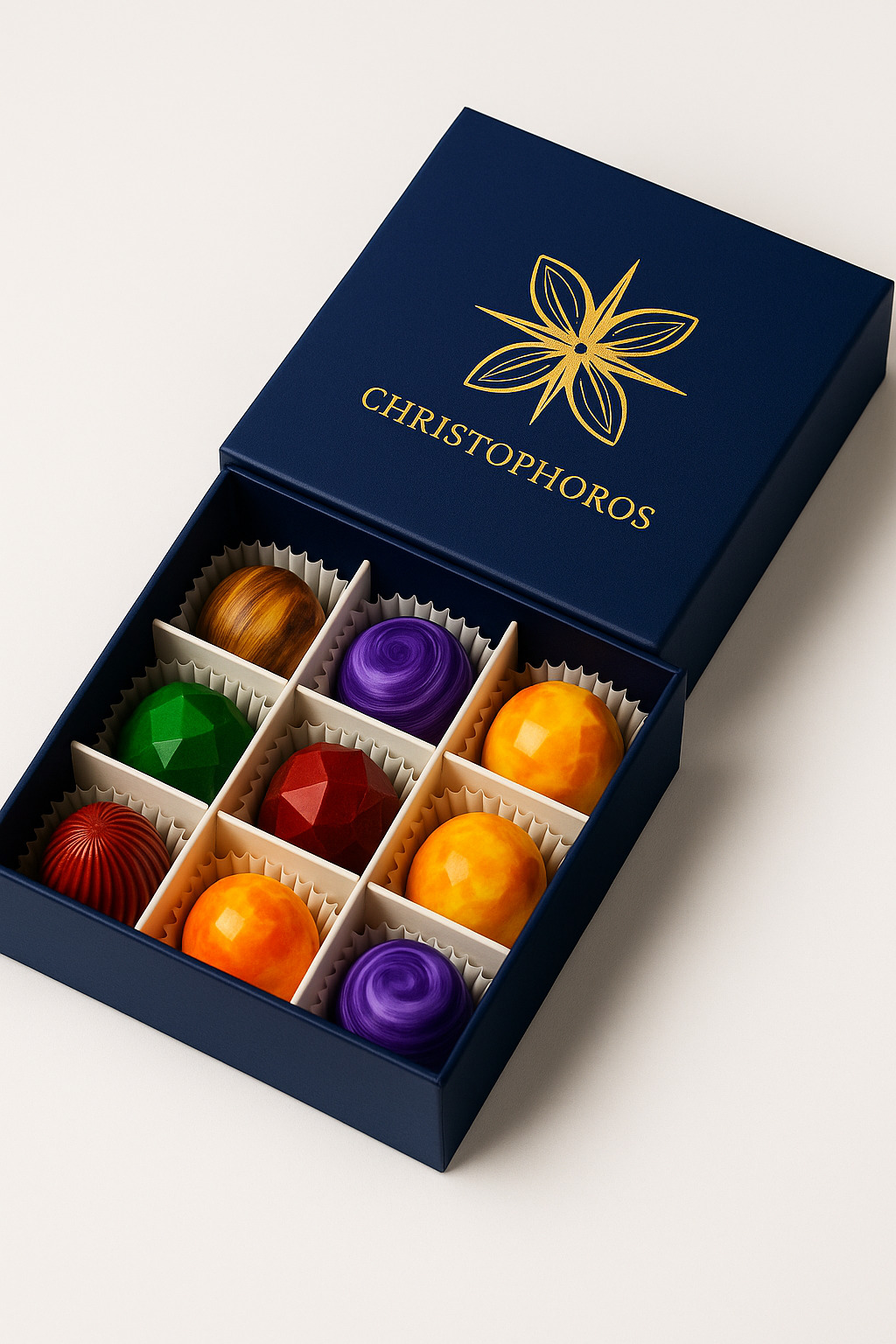 Caja de 9 bombones Christophoros para compartir